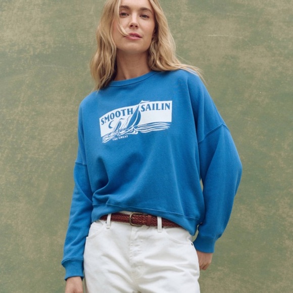 THE GREAT. Sweaters - THE GREAT. The Teammate Graphic Smooth Sailing Sweatshirt